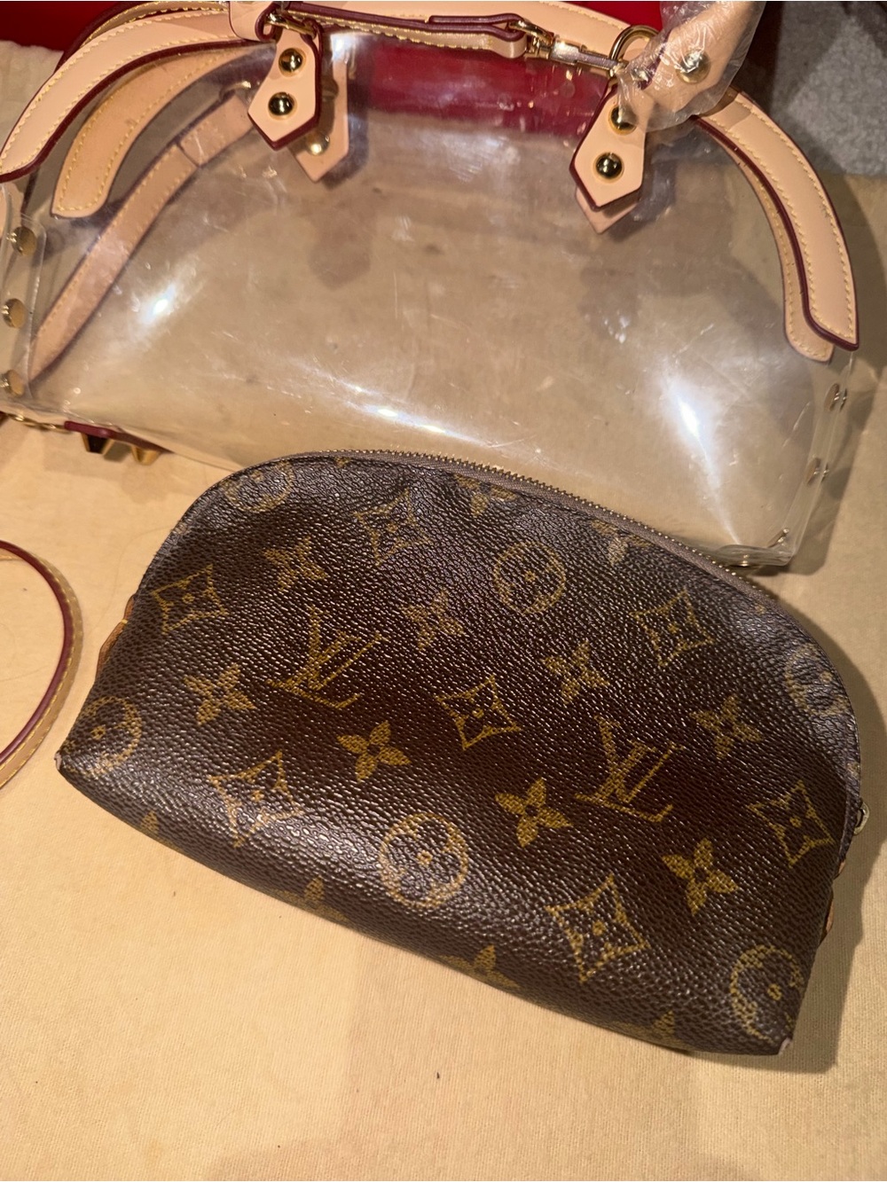 Louis Vuitton Brown Monogram Cosmetic Pouch- dome style